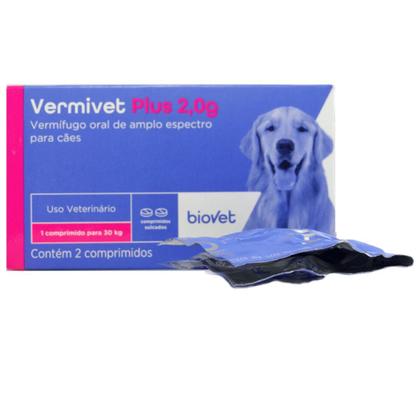 Kit Vermífugo Vermivet Plus Biovet 2g c/ 2 Comprimidos C/ 2 unidades Imagem de Kit Vermífugo Vermivet Plus Biovet 2g c/ 2 Comprimidos C/ 2 unidades