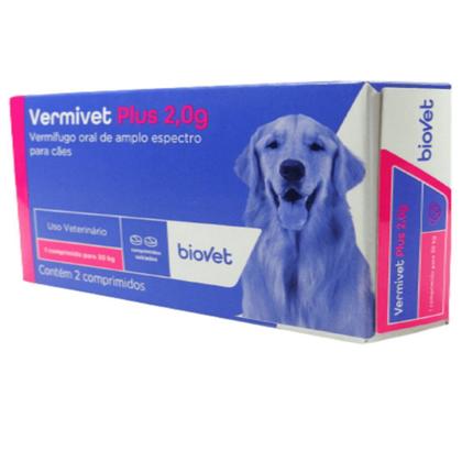 Kit Vermífugo Vermivet Plus Biovet 2g c/ 2 Comprimidos C/ 2 unidades Imagem de Kit Vermífugo Vermivet Plus Biovet 2g c/ 2 Comprimidos C/ 2 unidades
