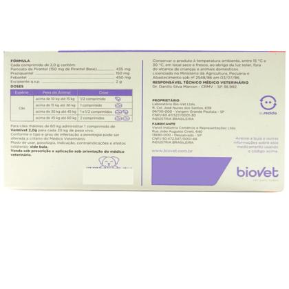 Kit Vermífugo Vermivet Plus Biovet 2g c/ 2 Comprimidos C/ 4 unidades Imagem de Kit Vermífugo Vermivet Plus Biovet 2g c/ 2 Comprimidos C/ 4 unidades