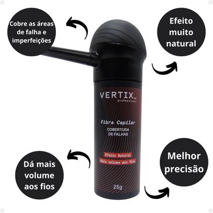 Imagem de Kit Vertix: Fibra Capilar Castanho Escuro e Aplicador