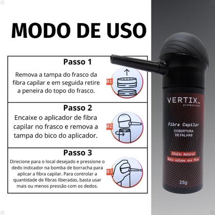 Imagem de Kit Vertix: Fibra Capilar Castanho Escuro e Aplicador