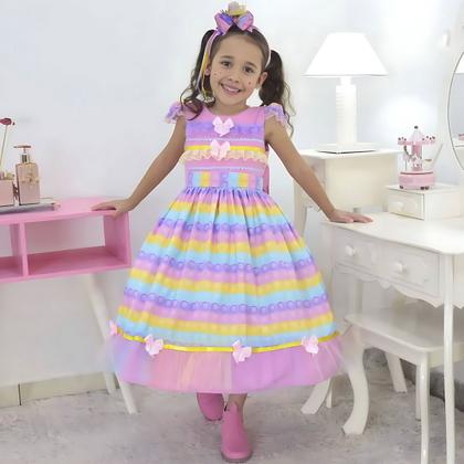 Imagem de Kit Vestido de Festa Junina Pop IT + saia de filó + tiara cabelo