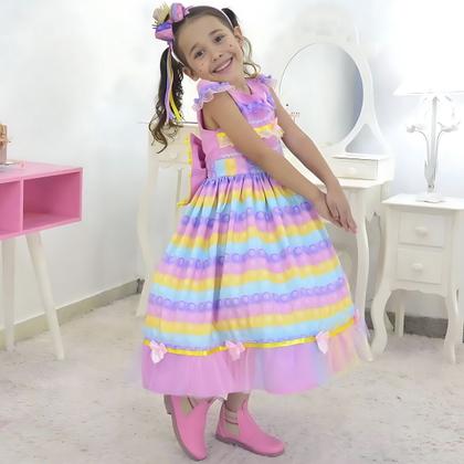 Imagem de Kit Vestido de Festa Junina Pop IT + saia de filó + tiara cabelo