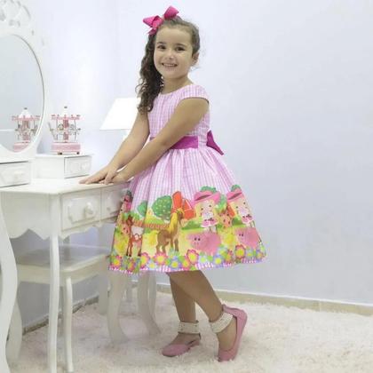 Imagem de Kit Vestido festa tema fazendinha + laço cabelo + saia de filó