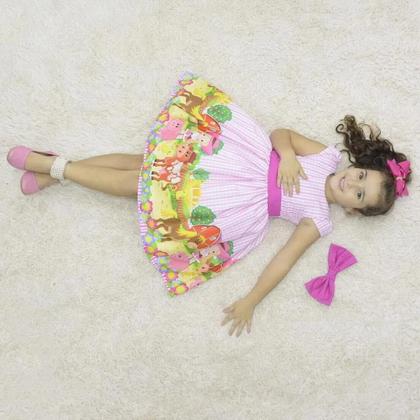 Imagem de Kit Vestido festa tema fazendinha + laço cabelo + saia de filó