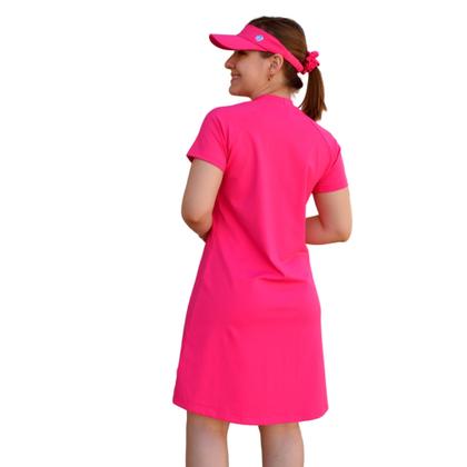 Imagem de Kit Vestido UV Manga Curta + Shorts Saída De Praia Moda Praia Evangélica Piscina