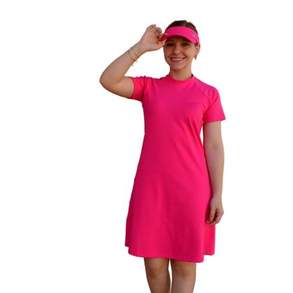 Imagem de Kit Vestido UV Manga Curta + Shorts Saída De Praia Moda Praia Evangélica Piscina