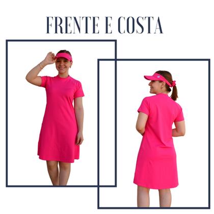 Imagem de Kit Vestido UV Manga Curta + Shorts Saída De Praia Moda Praia Evangélica Piscina