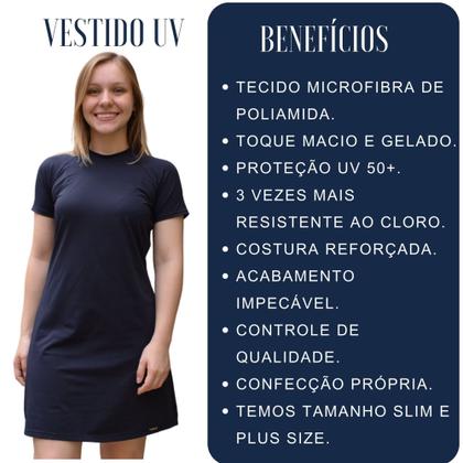 Imagem de Kit Vestido UV Manga Curta + Shorts Saída De Praia Moda Praia Evangélica Piscina