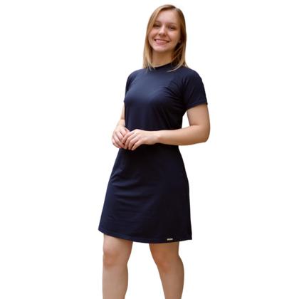 Imagem de Kit Vestido UV Manga Curta + Shorts Saída De Praia Moda Praia Evangélica Piscina