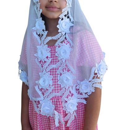 Imagem de Kit Véu CCB Mãe e Filha Rosas 3D