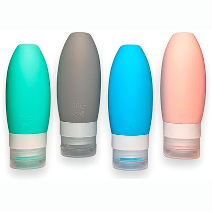 Imagem de Kit Viagem 4 Potes Silicone Flexível Reutilizável Multiuso
