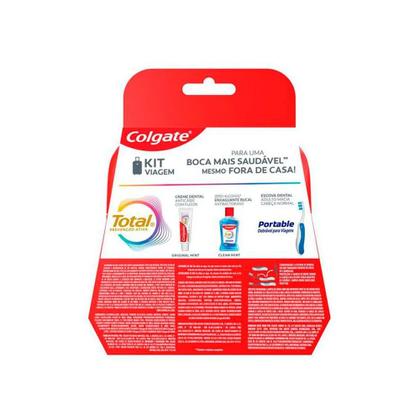 Imagem de Kit Viagem Colgate Total Original Mint Escova + Creme 30g + Enxaguante 60ml