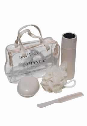 Imagem de Kit Viagem Saboneteira Porta Escova Necessaire Bucha 5 Peça