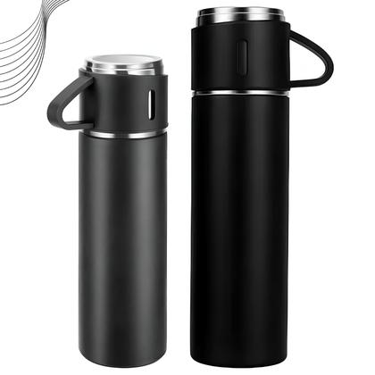 Imagem de Kit Viagem Trabalho Garrafa Térmica 500ml Inox Com 3 Xícaras