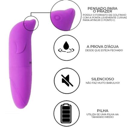 Imagem de Kit Vibrador Feminino Golfinho + Plug Anal Em Aço Iniciante P + Bullet Cápsula + Egg Masturbador