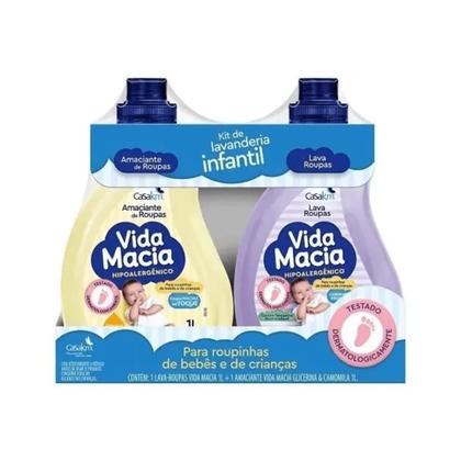 Imagem de Kit vida macia lava roupas 1l e amaciante 1l