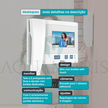 Imagem de Kit Video Porteiro com Tela e 2 Câmeras Externas Com Visão Noturna HDL