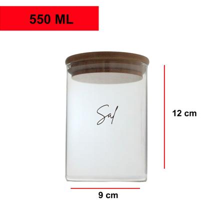 Imagem de Kit Vidro Gourmet  Azeite, Vinagre e Sal com Tampa de Bambu