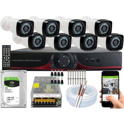 Imagem de Kit Vigilância 8 Câmeras Infra 1080p Dvr Full Hd 16 Canais