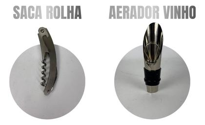 Imagem de Kit Vinho Com 5 Peças Com Estojo E Porta Vinho De Madeira