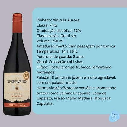 Imagem de Kit Vinho Tinto Pinot Noir e Cabernet Sauvignon Marcus James Vinicula Aurora