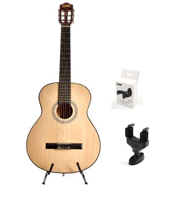 Imagem de Kit violão land acustico nylon natural  suporte de parede pe c50