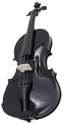 Imagem de Kit Violino Barato Preto 4/4 Estojo Arco Breu Ronsani C/ Acessórios