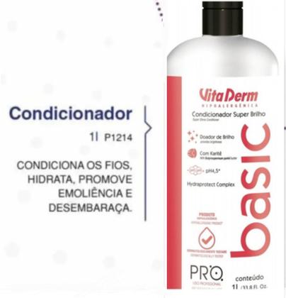 Imagem de Kit Vita Derm Pro Basic Profissional - Shampoo 1 litro + Condicionador 1 Litro