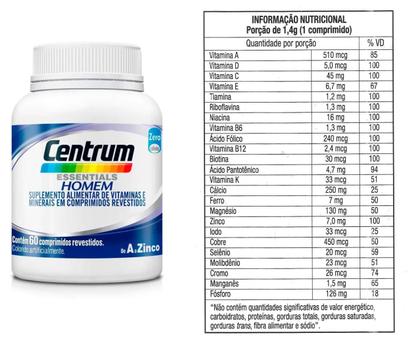Imagem de Kit Vitamina Centrum A-Z Homem e Mulher 60 Comprimidos cada