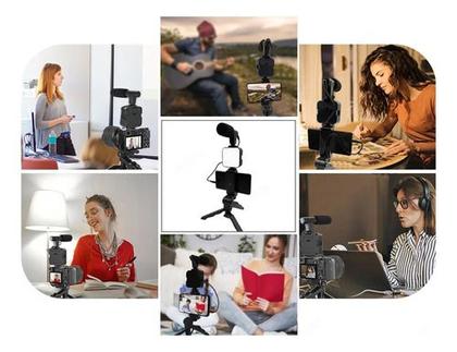 Imagem de Kit Vlogger Streamer Podcast Profissional C/ Controle Tripe