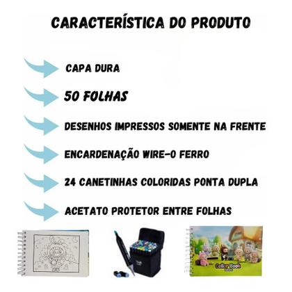 Imagem de Kit Volta às Aulas Labubu com Livro e 24 Canetinhas