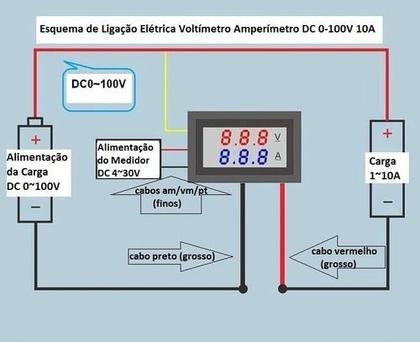 Imagem de Kit Voltímetro Amperímetro 0-100V 0-10A (3x)