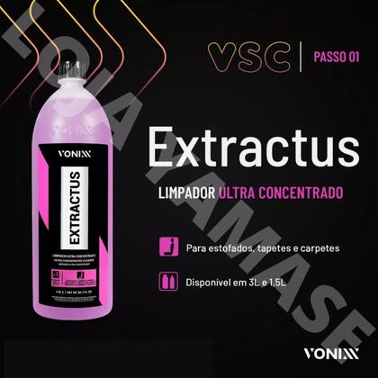 Imagem de Kit Vsc Limpeza De Estofados Sofá Tecidos Tapete Carpetes Extractus Bactran Sanitizante 3L 5L Vonixx