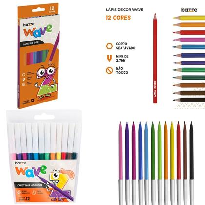 Imagem de Kit Wave Canetinha Hidrocor 12 Cores + Lapís de Cor 12 Cores