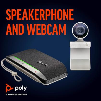 Imagem de Kit Webcam + Caixa de Som Poly Studio P5 HD 1080p Zoom Teams