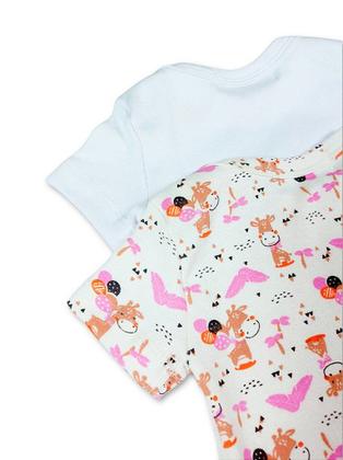 Imagem de Kit WeeKids com 2 Bodys - Branco e Estampado de Girafinha - Tecido Suedine 100% Algodão
