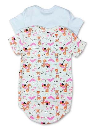 Imagem de Kit WeeKids com 2 Bodys - Branco e Estampado de Girafinha - Tecido Suedine 100% Algodão