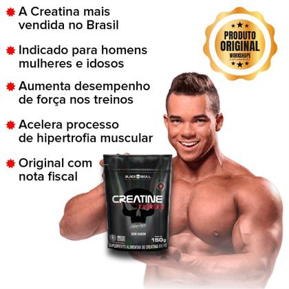 Imagem de Kit Whey e Creatina: Whey Turbo Bklack Skull 900g + Creatina Turbo Black Skull Refil 150g