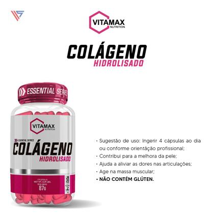 Imagem de Kit Whey Protein Chocolate C/Amendoim + Colágeno 120 Cápsulas Vitamax + Pré Treino Posseidon