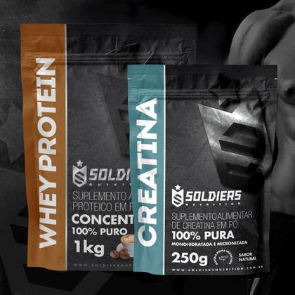 Imagem de Kit: Whey Protein Concentrado 1Kg + Creatina Monohidratada 250g - 100% Importado - Soldiers Nutrition