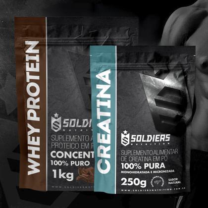 Imagem de Kit: Whey Protein Concentrado 1Kg + Creatina Monohidratada 250g - 100% Importado - Soldiers Nutrition