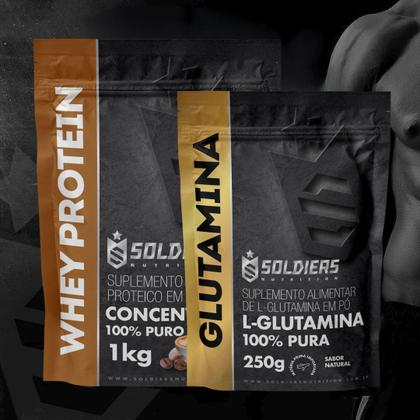 Imagem de Kit: Whey Protein Concentrado 1Kg + Glutamina 250g - 100% Importado - Soldiers Nutrition