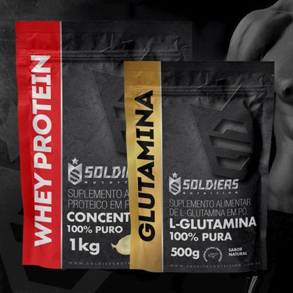 Imagem de Kit: Whey Protein Concentrado 1Kg + Glutamina 500g - 100% Importado - Soldiers Nutrition