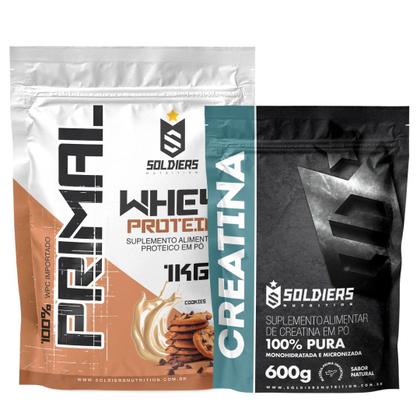 Imagem de Kit: Whey Protein Primal 1Kg 100% Importado + Creatina Monohidratada 600g - Soldiers Nutrition