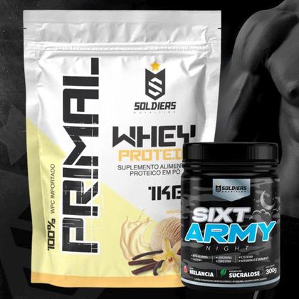 Imagem de Kit: Whey Protein Primal 1Kg 100% Importado + Pré-Treino Sixt Army - Soldiers Nutrition