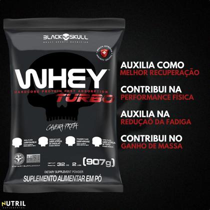 Imagem de Kit Whey Protein Turbo + Creatina Monohidratada 150g - Black Skull - Ganho de Massa Muscular - Força
