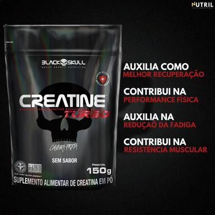 Imagem de Kit Whey Protein Turbo + Creatina Monohidratada 150g - Black Skull - Ganho de Massa Muscular - Força