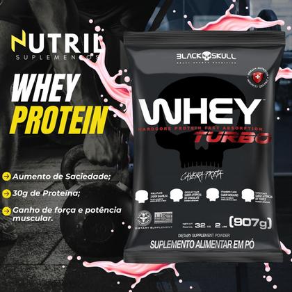 Imagem de Kit Whey Protein Turbo + Creatina Monohidratada 150g - Black Skull - Ganho de Massa Muscular - Força