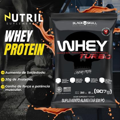 Imagem de Kit Whey Protein Turbo + Creatina Monohidratada 150g - Black Skull - Ganho de Massa Muscular - Força